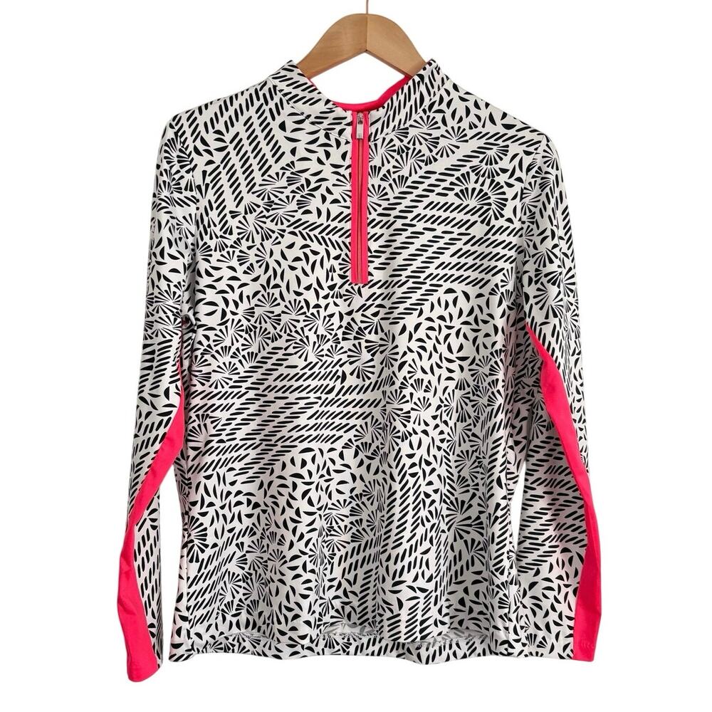 Tail Women’s Size L Black White Print Pink Quarter Zip Long Sleeve Golf Pullover